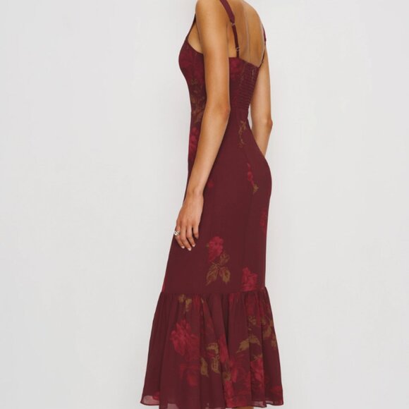 Reformation Irisa Dress - Barcelona Border - burgundy-size 0 - Picture 2 of 6